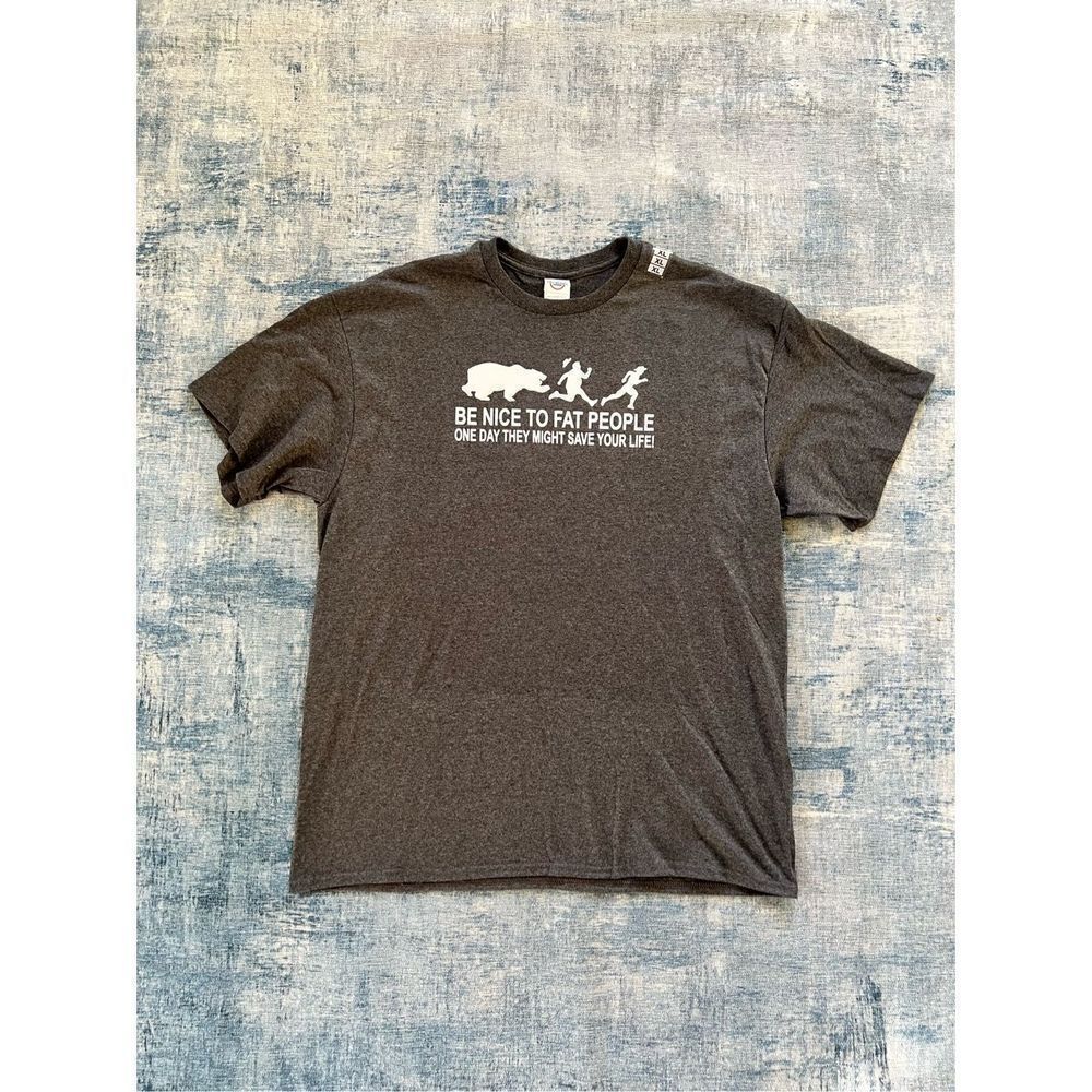 Heathered Gray Be Nice Bear Cowboy Novelty Funny Short Sleeve Tee Men's XL